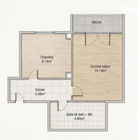 Appartement T2 - avec balcon - Cave S-sol