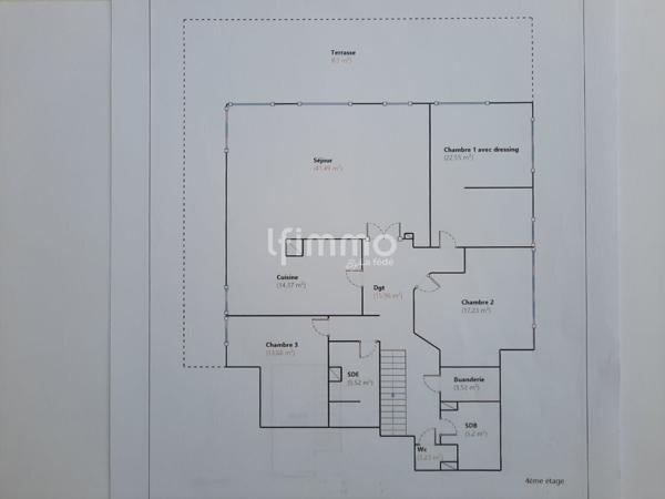 Très bel attique 149 m² env. avec terrasse 63 m², 2 parkings et cave
