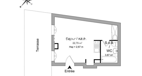 Location Studio 26.66 m² - Saint-germain-en-laye 78100
