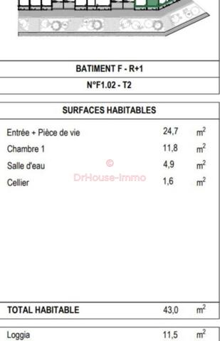 Appartement à vendre 2 pièces de 43 m²