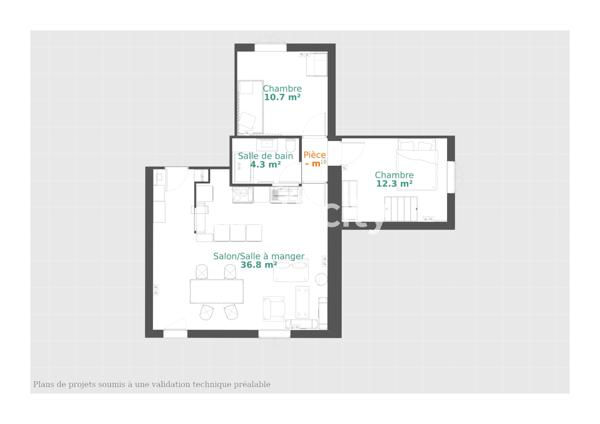 Appartement 3 pièces - 65 m²