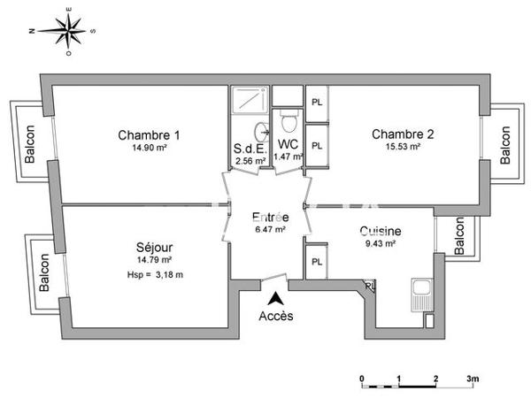Location Appartement 3 pièces 65.2 m² - 37 RUE REMPART LA REAL Perpignan 66000