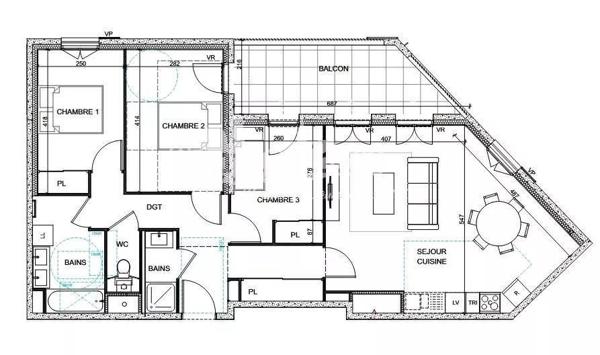 Appartement neuf 84 m² avec balcon