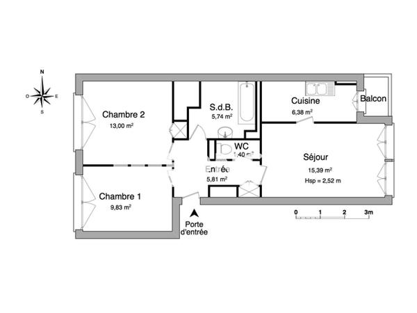 Location Appartement 3 pièces 57.55 m² - 33 A CHAUSSEE D'ASIE Thionville 57100