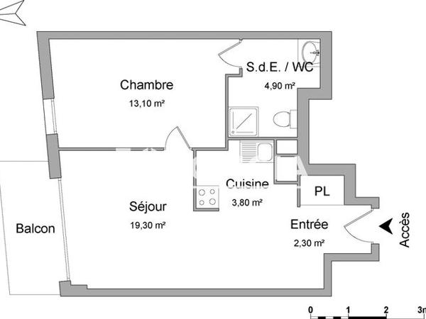 Location Appartement 2 pièces 43.4 m² - PLACE JACQUELINE AURIOL Rouen 76100