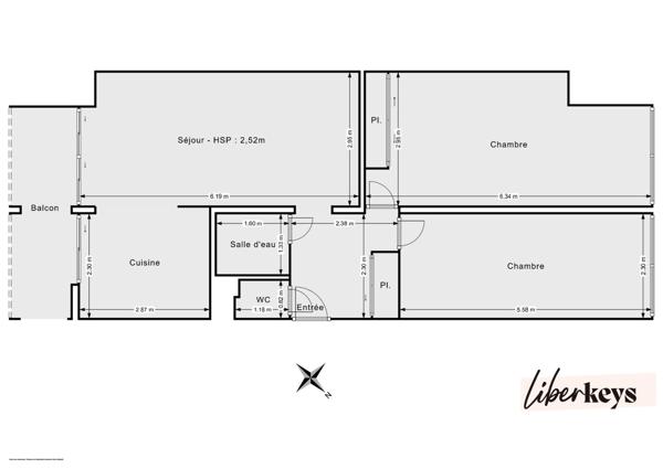 APPARTEMENT 3 PIECES - 62,42m² au sol - RUE DE MARGNOLLES - CALUIRE CUIRE