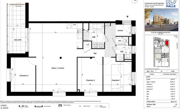 Appartement Tours 4 pièce(s) 94.33 m2