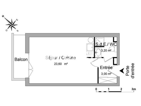 Location Studio 29.8 m² - 1 RUE EDOUARD SCOFFIER Nice 06300