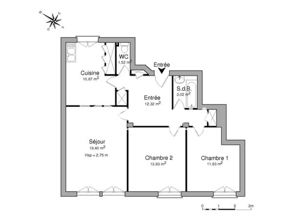 Location Appartement 3 pièces 73.07 m² - 18 RUE BOUSSINGAULT Brest 29200