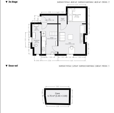 Studio à vendre 43,55 m² Villeurbanne