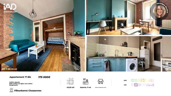 Studio à vendre 43,55 m² Villeurbanne