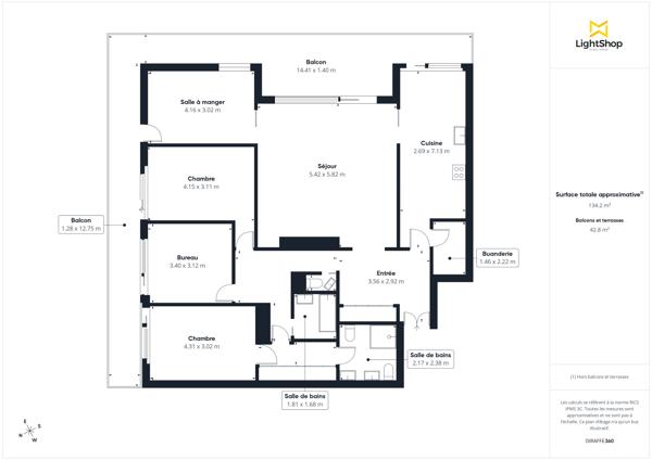 Le Chesnay-Rocquencourt – Appartement 134 m² - 5 pièces avec balcon de 43 m², cave et 2 parkings