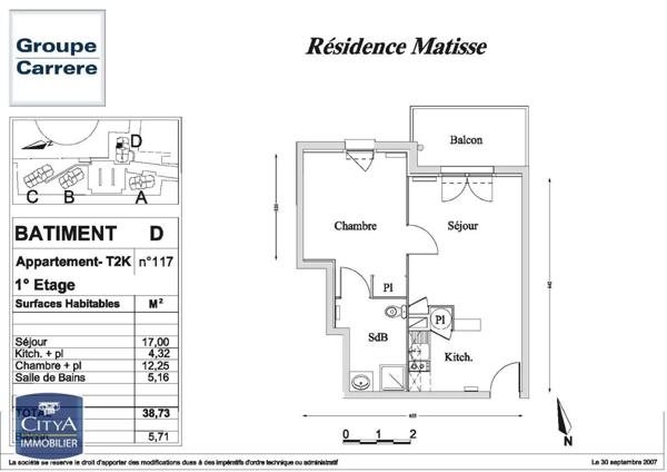 Appartement à vendre 2 pièces 38.82m²