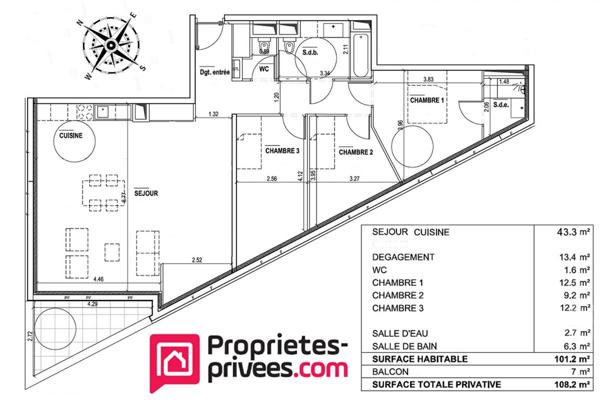 Appartement Boulogne Billancourt 4 pièce(s) 101.2 m2