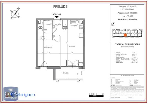Appartement à louer 2 pièces 41.24m² Luisant (28600)