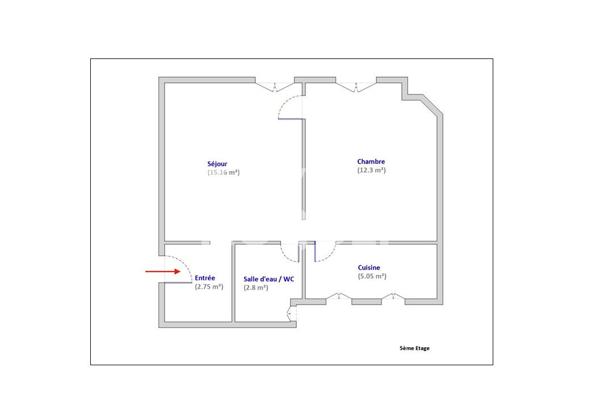 Appartement Paris 2 pièce(s) 38.44 m2