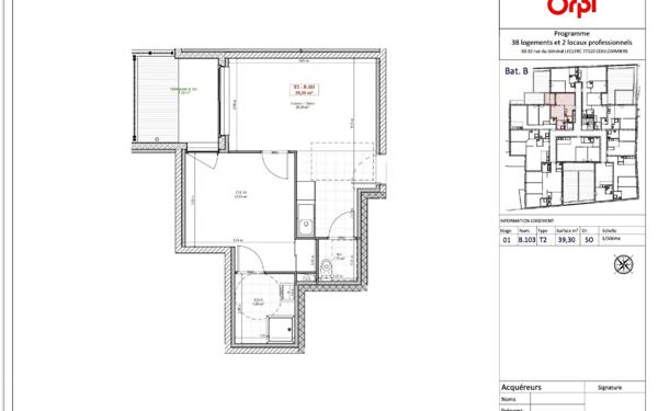 Appartement à vendre    2 pièces • 39,30 m2 Coulommiers