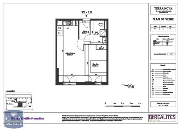 Appartement à louer 2 pièces 40.02m²