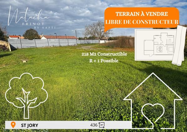 SAINT-JORY – Terrain 436 m² – Libre de Constructeur – Belle Constructibilité R+1