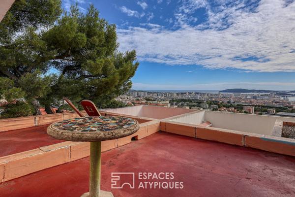 Villa d’architecte vintage vue rade panoramique