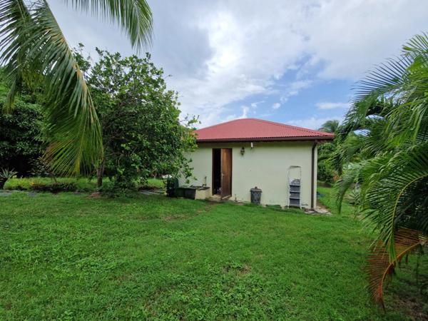 Pure villa Créole plage à pied + 2 bungalow F1 et F3 avec garage et piscine sur 1965 m² de terrain arboré