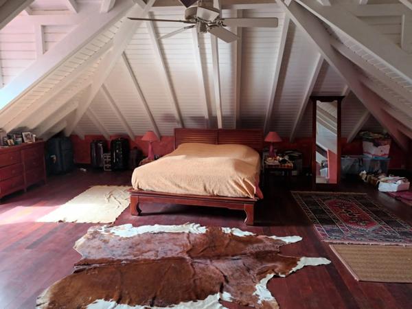 Pure villa Créole plage à pied + 2 bungalow F1 et F3 avec garage et piscine sur 1965 m² de terrain arboré