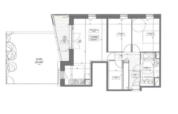 Appartement 3 pièces - 44470 Carquefou -  Fleuriaye-Souchais
