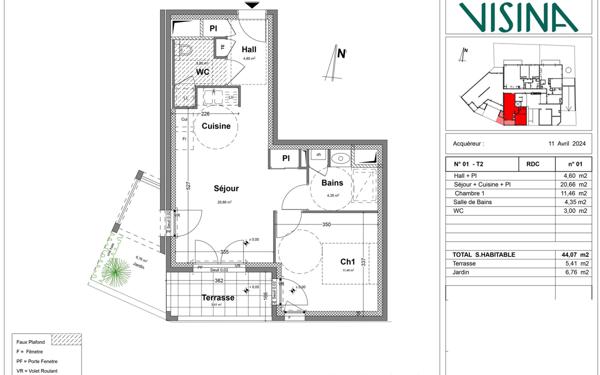Appartement à vendre    2 pièces • 44,07 m2 Irigny