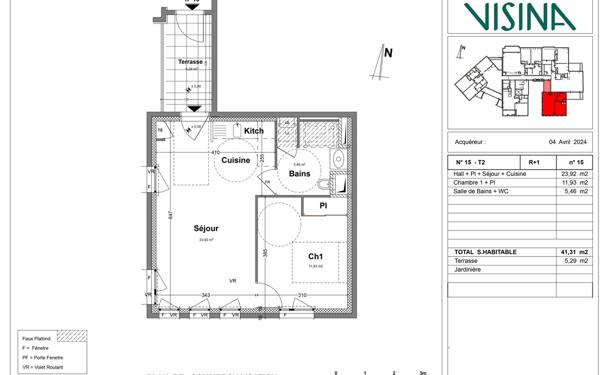 Appartement à vendre    2 pièces • 44,07 m2 Irigny