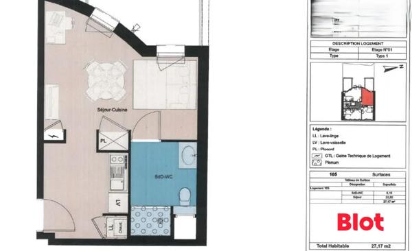 Appartement 1 pièce(s)