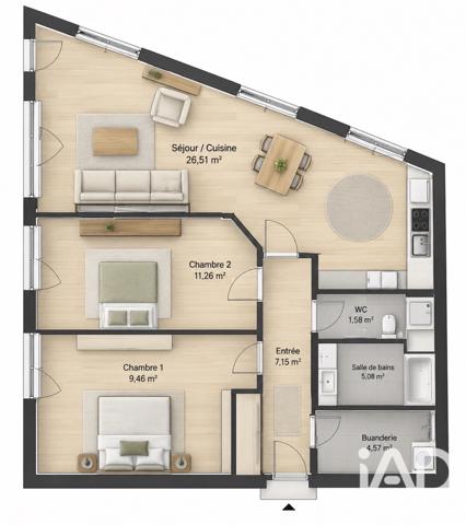Appartement à vendre 4 pièces 61 m² Chantepie
