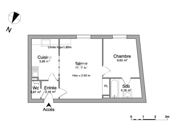 Location Appartement 2 pièces 40.59 m² - 64 RUE DE FALAISE Caen 14000