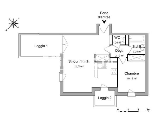 Location Appartement 2 pièces 45.25 m² - 49 RUE GERRY ROUFS Beziers 34500