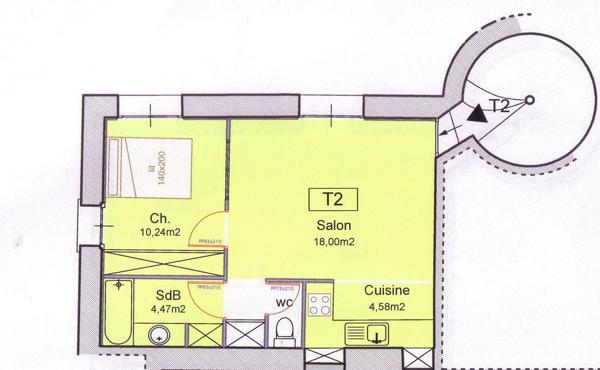 Fabrègues (34690) T2 meublé 40 m2 climatisé bail 12 mois reconductible disponible