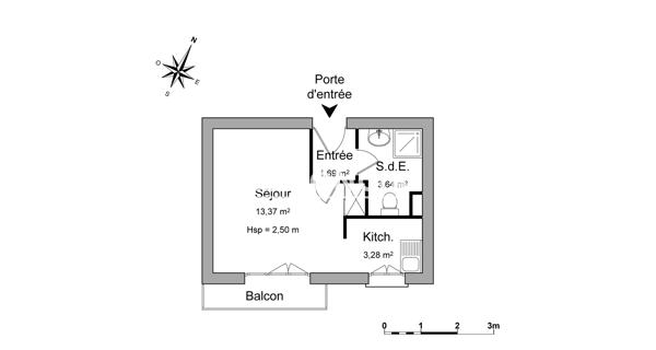 Location Studio 21.98 m² - Courdimanche 95800