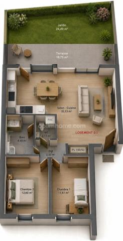 Appartement à 3 pièces  (57)