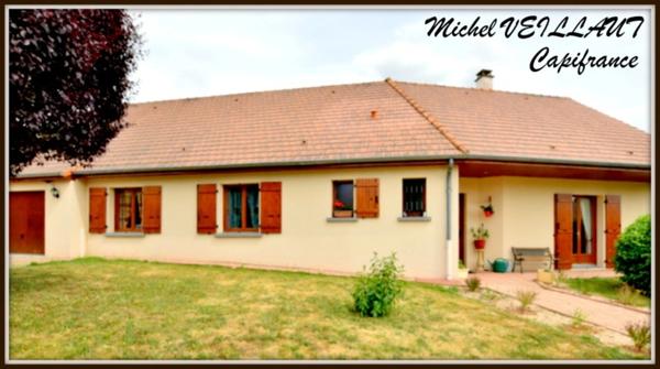 Maison à vendre plain-pied 5 pièces TOULON SUR ALLIER (03), 4 chambres, garage, terrain 1315 m² arboré