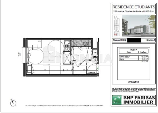 À vendre Studio 19.15 m² - Bron 69500