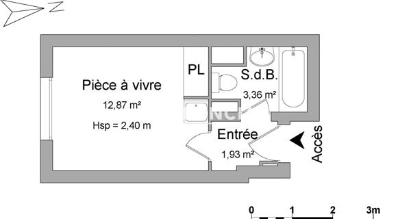 Location Studio 18.16 m² - Villeurbanne 69100