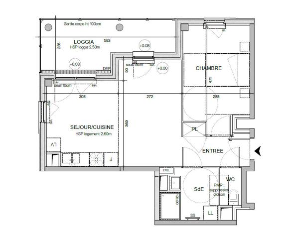 Appartement Nantes 2 pièce(s) 46.85 m2