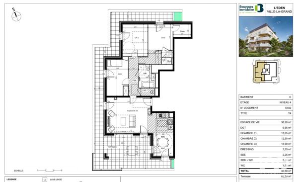 Appartement à vendre 4 pièces 92 m² Ville-la-Grand