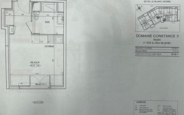 Appartement à louer    1 pièce • 26 m2 Le Blanc-Mesnil