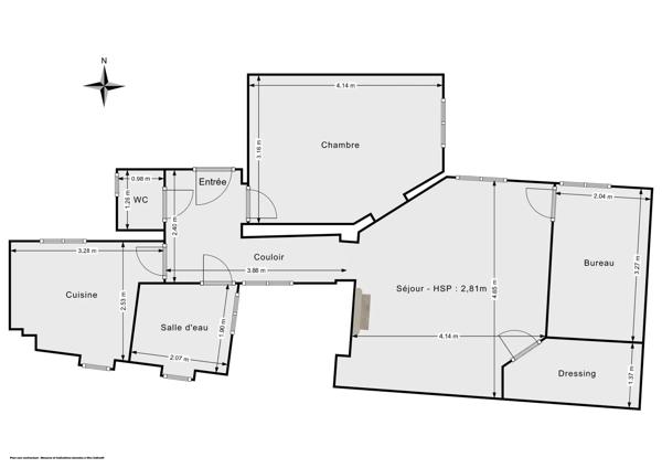 Appartement 3 pièces 57 m² - Lumineux avec cheminée - Rue des Moines, Paris 17ème