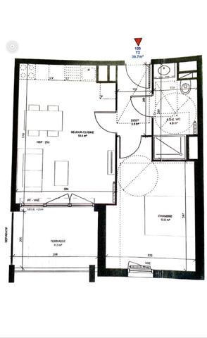 Trois Lucs : Appartement T2 Meublé avec Terrasse et Box en sous-sol.