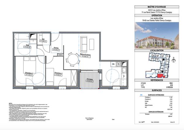 3 PIECES + terrasse + parking s/sol dans programme neuf "Les jardins d'Elsa"