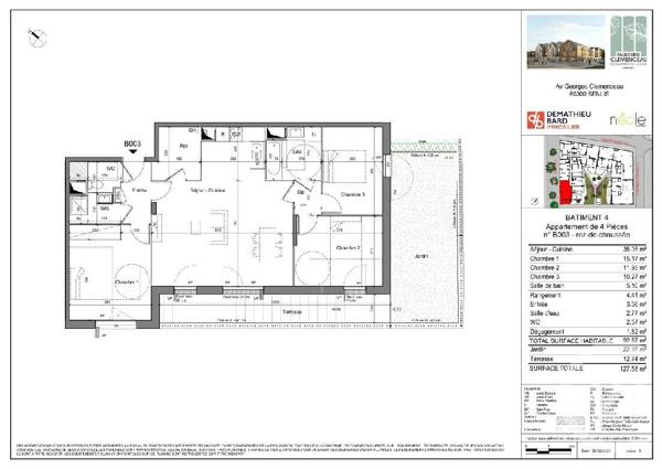 Appartement F4 à vendre  4 pièces - 92,67 m2 SENLIS - 60