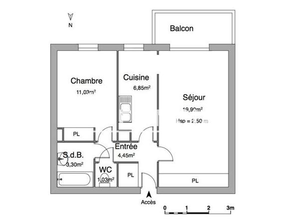 Location Appartement 2 pièces 46.6 m² - 23 RUE JULES PERRY Les Angles 30133
