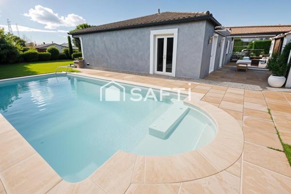 Villa de plein pied avec piscine et garage à Pezens