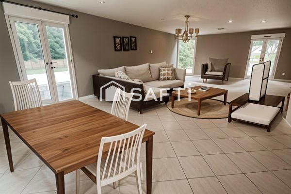 Villa de plein pied avec piscine et garage à Pezens