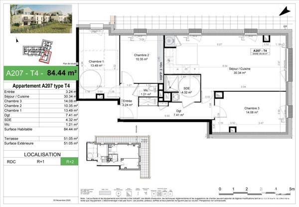 Appartement à vendre 4 pièces 84 m² Carpiquet